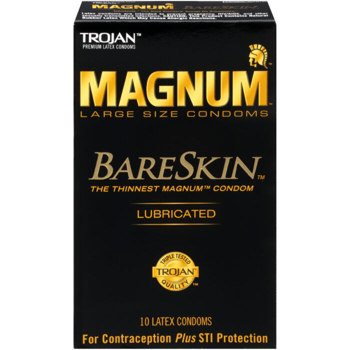 Trojan, Magnum Latex Condoms Bareskin Lubricated, Case Of 4, 10 Ct - Image 1
