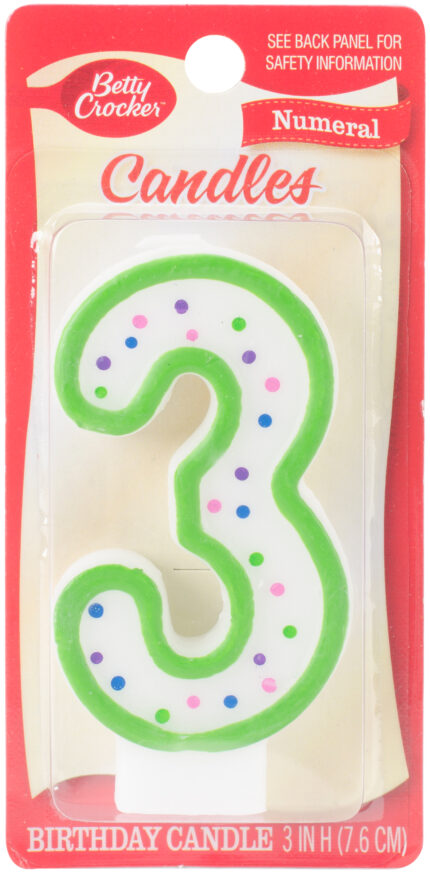 Betty Crocker, Birthday Candle Numeral Three, Case Of 6, 1 Ct
