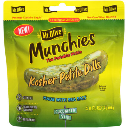 Mt. Olive, Pickle Dills Munchies Petite Kosher Pouch, Case Of 12, 4.8 Fl Oz