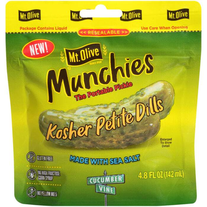 Mt. Olive, Pickle Dills Munchies Petite Kosher Pouch, Case Of 12, 4.8 Fl Oz - Image 1