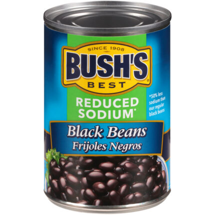 Bush'S, Reduced Sodium Black Beans Can, Case Of 12, 15 Oz