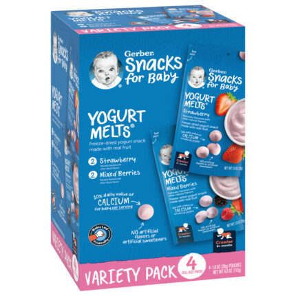 Gerber, Snacks For Baby Wonder Foods Yogurt Melts 4 Pouches Snacks Variety Pack, Case Of 2, 4 Oz