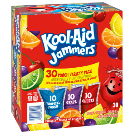 Kool-Aid, Jammers Tropical Punch Grape & Cherry Variety Pack 30 Ct. Box, 1 Each, 180 Fl Oz