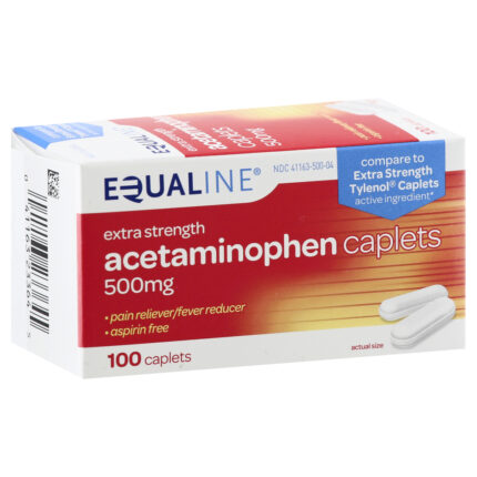 Equaline, Acetaminophen Extra Strength Caplets, Case Of 6, 100 Ct