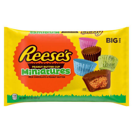 Reese'S, Miniatures Milk Chocolate Peanut Butter Cups Candy Easter Big Bag, Case Of 24, 17 Oz