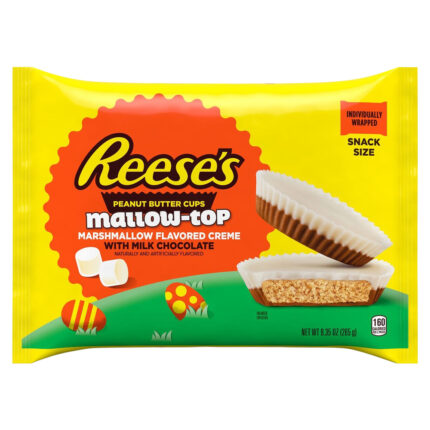 Reese'S, Mallow Top Marshmallow Creme Milk Chocolate Peanut Butter Snack Size Cups Candy Easter Bag, Case Of 24, 9.35 Oz