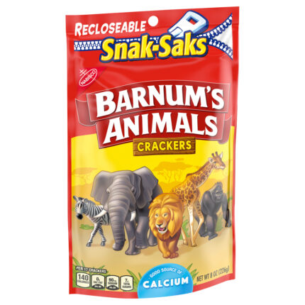 Barnum'S Animal,  Animal Crackers Recloseable Snak Saks, Case Of 12, 8 Oz