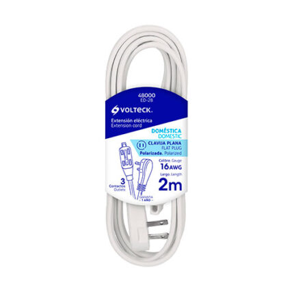 6.56 Ft White Domestic Extension Cord