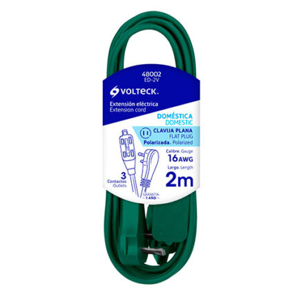 6.56 Ft Green Domestic Extension Cord