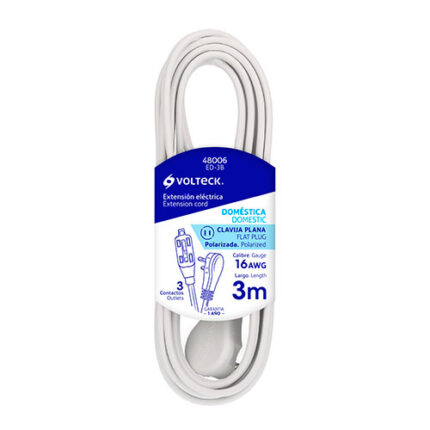 9.84 Ft White Domestic Extension Cord
