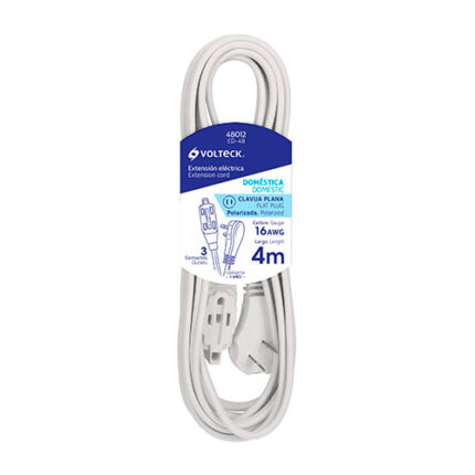 13.12Ft White Domestic Extension Cord