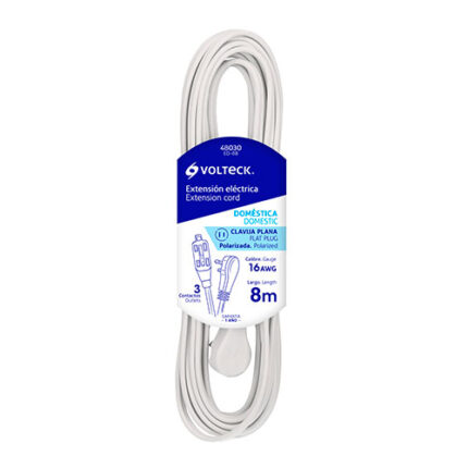 26.24Ft White Domestic Extension Cord