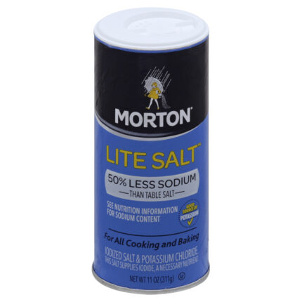 Morton Salt, Lite Salt 50% Less Sodium Canister, Case Of 12, 11 Oz