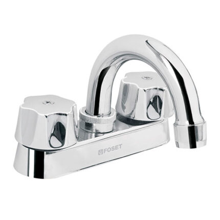 *** Curved Lavatory Faucet, Two Cube Handles                         Special Order Item (Extended Lead Time 35-50 Days)
