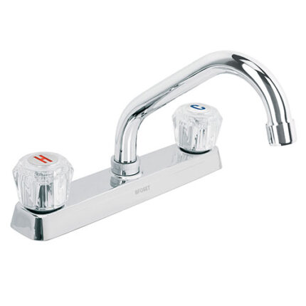 *** Curved Kitchen Faucet, Two Acrylics Hdls                         Special Order Item (Extended Lead Time 35-50 Days)