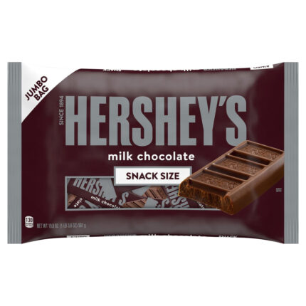 Hershey'S, Milk Chocolate Snack Size Candy Bars Halloween Jumbo Bag, Case Of 12, 19.8 Oz