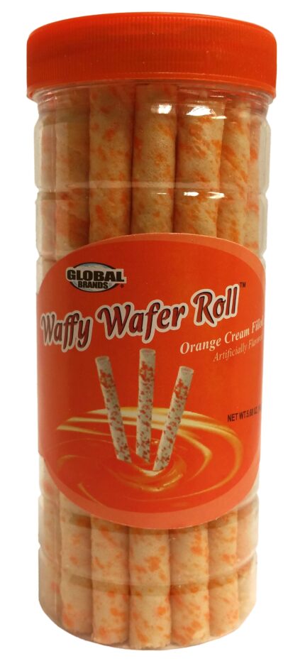 Global Brands, Waffy Wafer Roll Orange, Case Of 12, 5.68 Oz