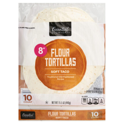 Essential Everyday, 8-Inch Flour Soft Taco Tortillas 10 Ct, Case Of 12, 15.5 Oz