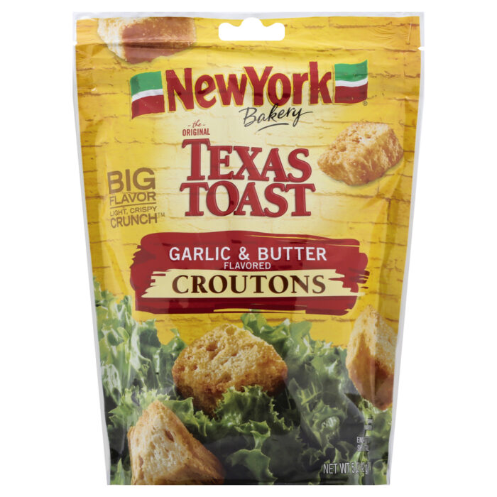 New York Bakery, Texas Toast Garlic And Butter Flavored Croutons, Case Of 12, 5 Oz - Image 1