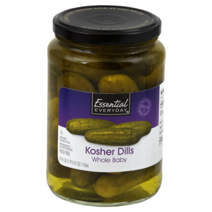 Essential Everyday, Whole Baby Kosher Dill Pickles, Case Of 12, 24 Fl Oz