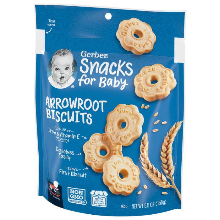 Gerber, Snacks For Baby Biscuits Arrowroot Bag, Case Of 4, 5.5 Oz - Image 1