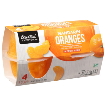 Essential Everyday, Mandarin Oranges In Fruit Juice 4 Cups, Case Of 6, 16 Oz