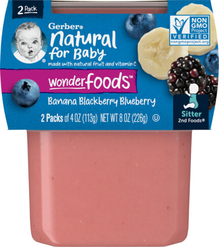 Gerber, 2Nd Foods Banana Blackberry Blueberry Tubs, Case Of 8, 8 Oz