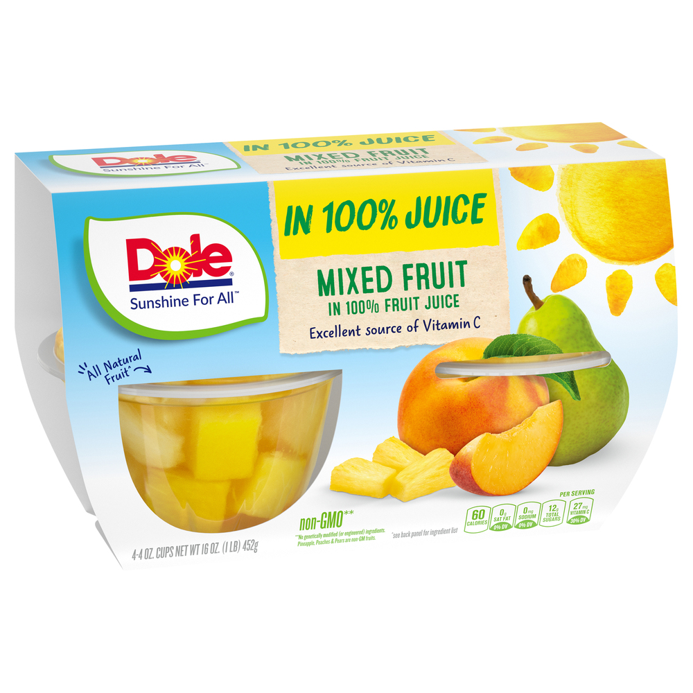 4e85d3353d1e465b8496b9e5cc4141fe3Fsize3D1000_Syndigo.jpg Dole, Fruit Bowls: Mixed Fruit In 100% Fruit Juice 4 Cups, Case Of 6, 16 Oz - Image 1