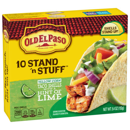 Old El Paso, White Corn With A Hint Of Lime Stand 'N Stuff Taco Shells, Case Of 6, 5.4 Oz