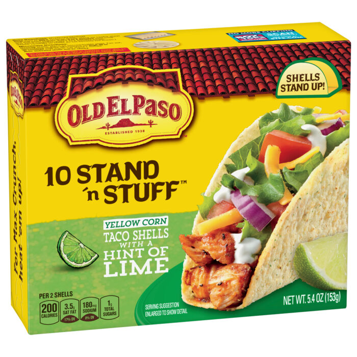 Old El Paso, White Corn With A Hint Of Lime Stand 'N Stuff Taco Shells, Case Of 6, 5.4 Oz - Image 1