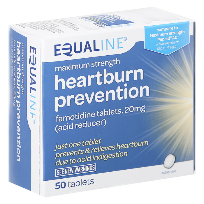 Equaline, Heartburn Prevention Famotidine 20 Mg Tablets Maximum Strength, Case Of 3, 50 Ct - Image 1