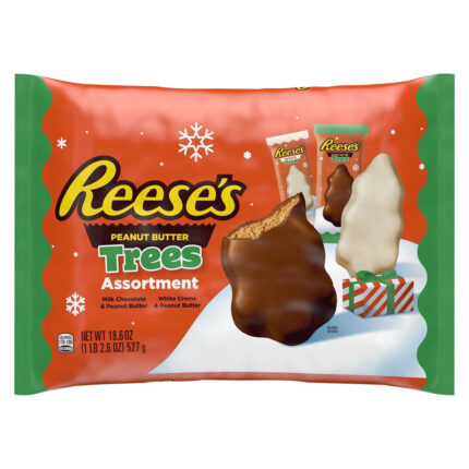 Reeses, Christmas Tree Candy Assorted Milk Chocolate White Creme & Peanut Butter Bag, Case Of 12, 18.6 Oz