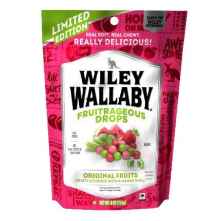 Wiley Wallaby, Green Apple And Strawberry Fruitrageous Candy Drops, Case Of 10, 8 Oz