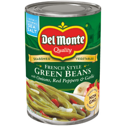 Del Monte, French Style Green Beans With Onion Red Peppers And Garlic, Case Of 12, 14.5 Oz