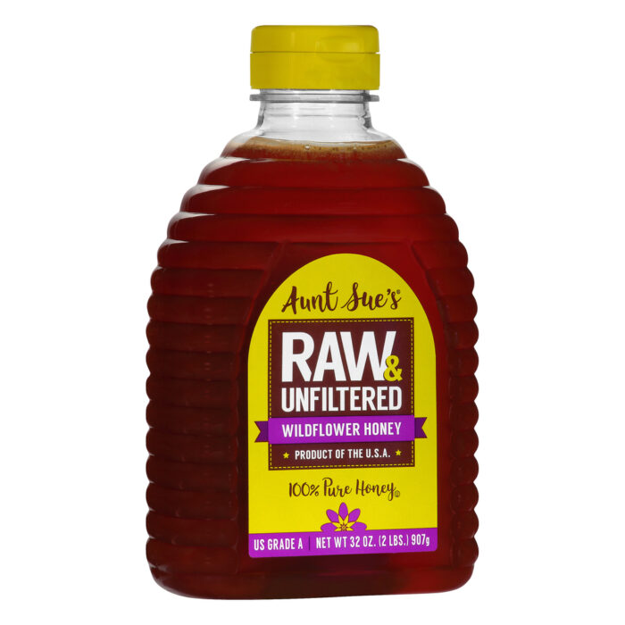 Aunt Sue, Wildflower Honey Raw & Unfiltered, Case Of 12, 32 Oz - Image 1