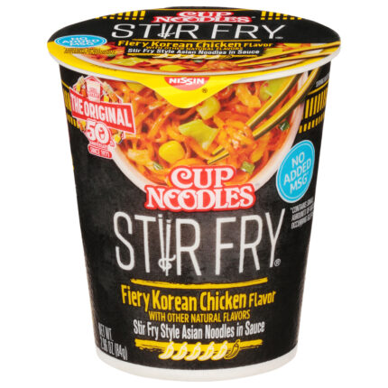 Nissin, Cup Noodles Stir Fry Fiery Korean Chicken, Case Of 6, 2.96 Oz