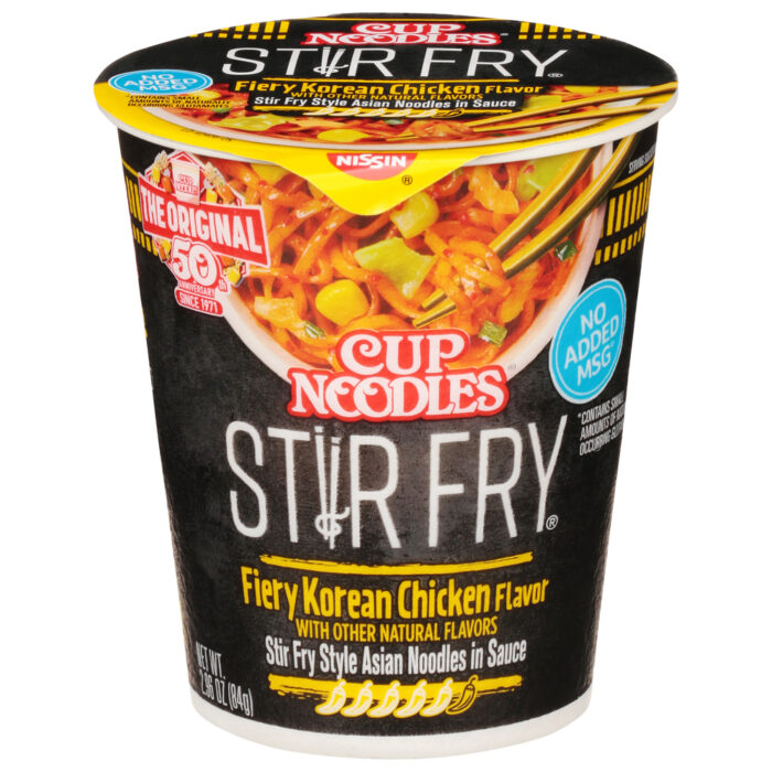 Nissin, Cup Noodles Stir Fry Fiery Korean Chicken, Case Of 6, 2.96 Oz - Image 1