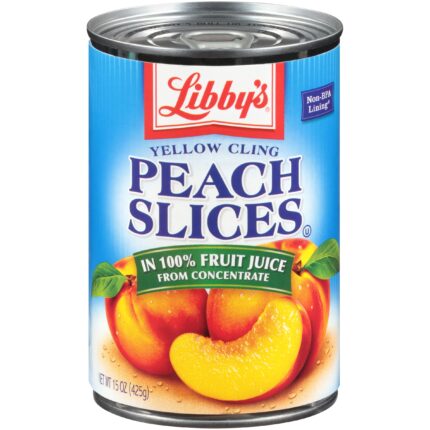 Libby'S, Yellow Cling Peach Slices In 100% Fruit Juice From Concentrate, Case Of 12, 15 Oz