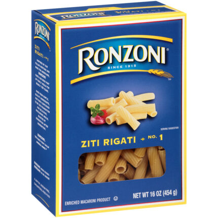 Ronzoni, Ziti Rigati Box, Case Of 12, 16 Oz