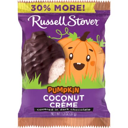 Russell Stover, Dark Chocolate Coconut Creme Pumpkin Halloween, Case Of 18, 1.3 Oz