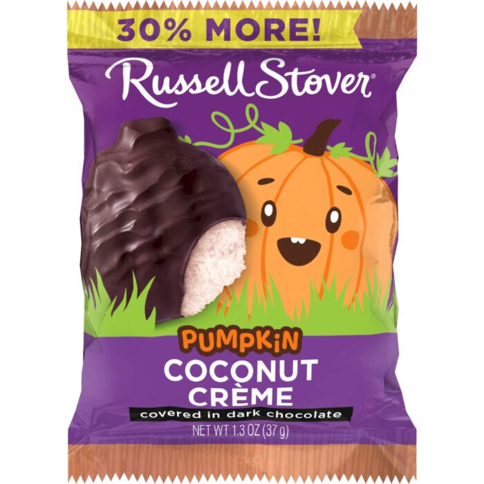 Russell Stover, Dark Chocolate Coconut Creme Pumpkin Halloween, Case Of 18, 1.3 Oz - Image 1