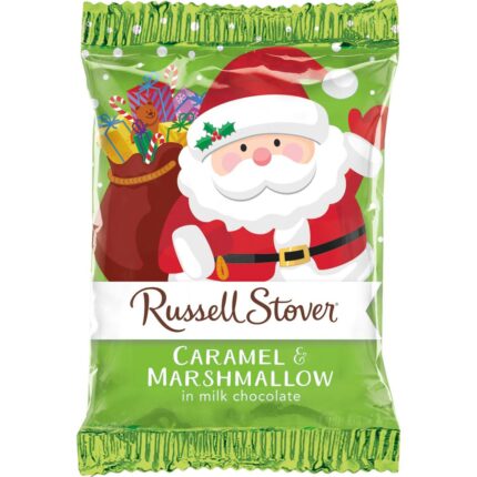 Russell Stover, Milk Chocolate Caramel & Marshmallow Santa Face, Case Of 18, 1.3 Oz