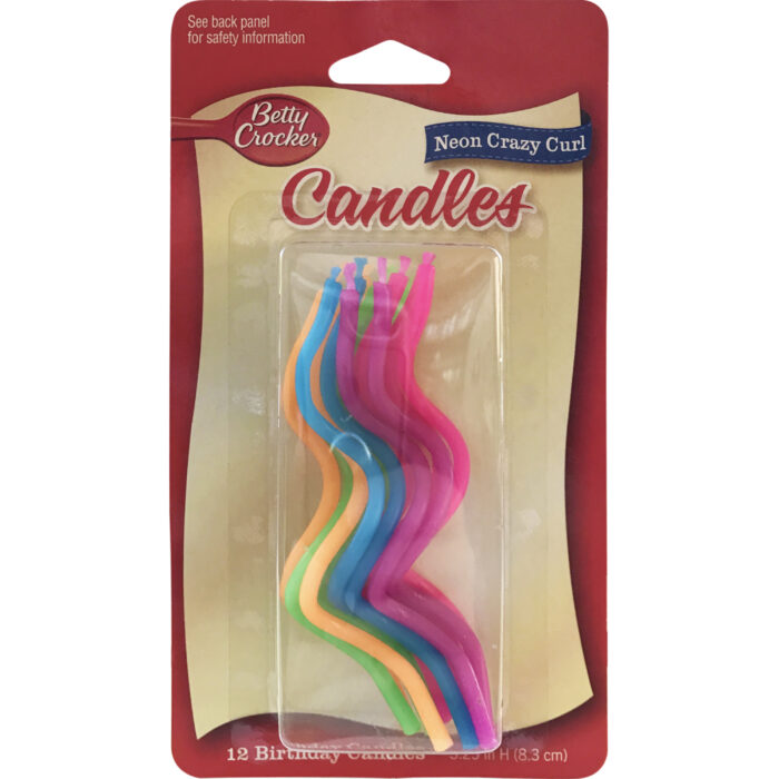 Betty Crocker, Neon Crazy Curl Candles, Case Of 12, 12 Ct - Image 1