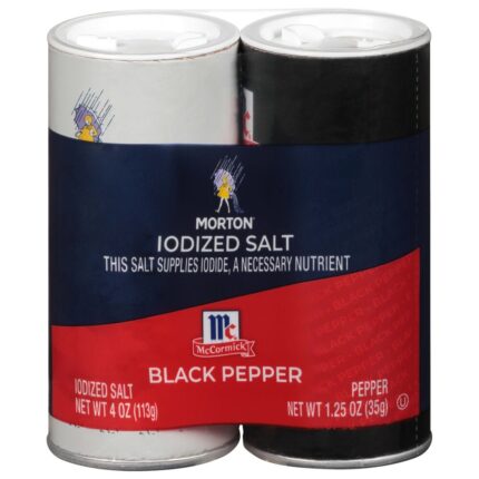 Morton, Iodized Salt And Black Pepper, Case Of 12, 5.25 Oz