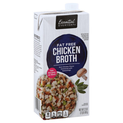 Essential Everyday, Fat Free Chicken Broth, Case Of 12, 32 Oz