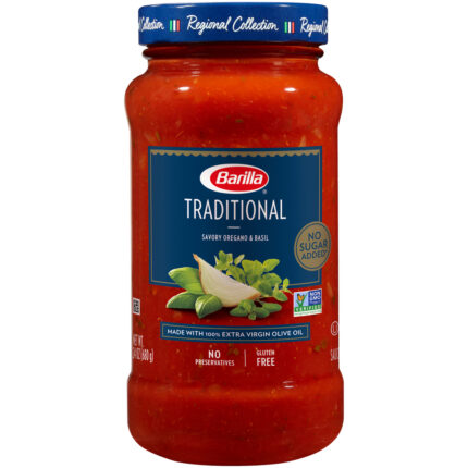 Barilla, Traditional Savory Oregano And Basil Pasta Sauce Jar, Case Of 8, 24 Oz
