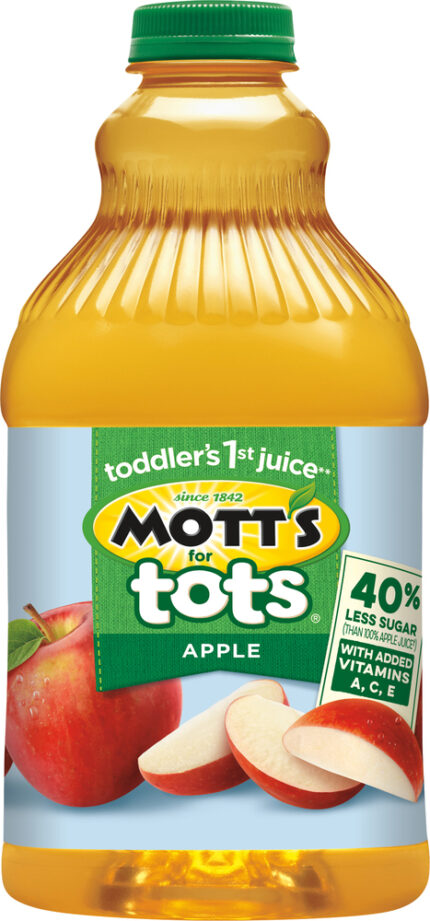 Mott'S, Tots 40% Less Sugar Apple Juice Beverage, Case Of 8, 64 Fl Oz