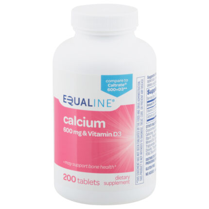 Equaline, Calcium 600 Mg & Vitamin D3 200 Tablets, Case Of 3, 200 Ct