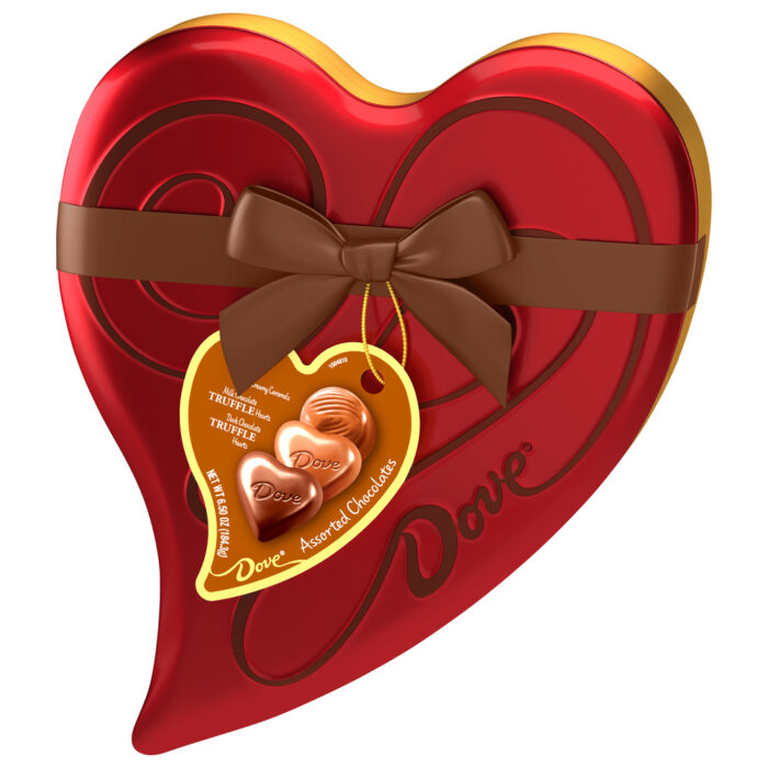 Dove, Valentine'S Day Assorted Chocolate Truffles Valentine Candy Heart Gift Box Tin, Case Of 6, 6.5 Oz - Image 1
