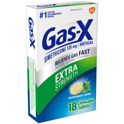 Gas-X, Extra Strength Gas Relief Chewable Tablets Peppermint Creme, Case Of 6, 18 Ct